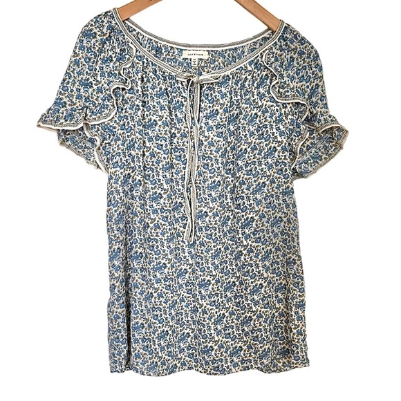 Max Studio Top Size Medium Tiny Blue Floral Print - Picture 2 of 7